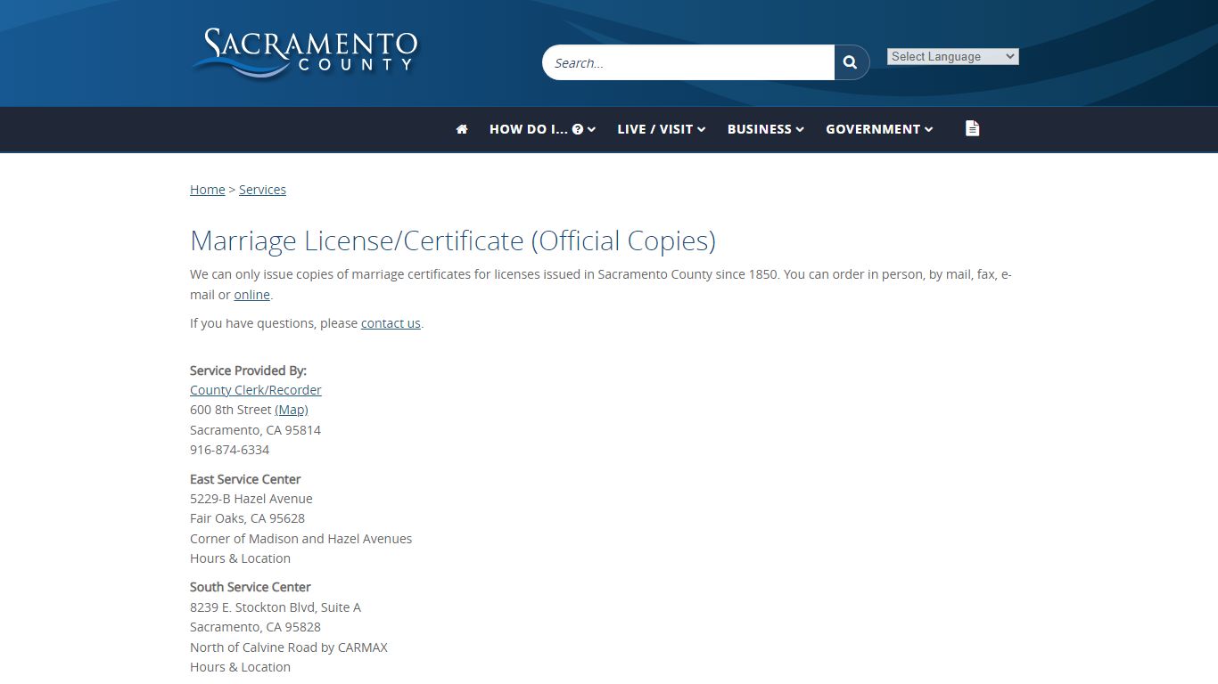 Marriage License/Certificate (Official Copies)